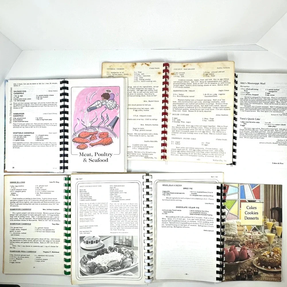 Vintage Community Cookbook Lot 6 Spiral Bound Virginia Beta Club Beta Sigma Phi